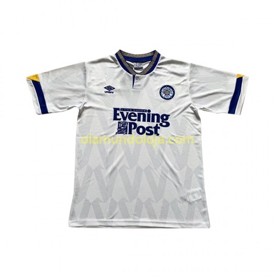 Camisola Leeds United Retro Homem Equipamento Primeiro 1991-1992 Manga Curta